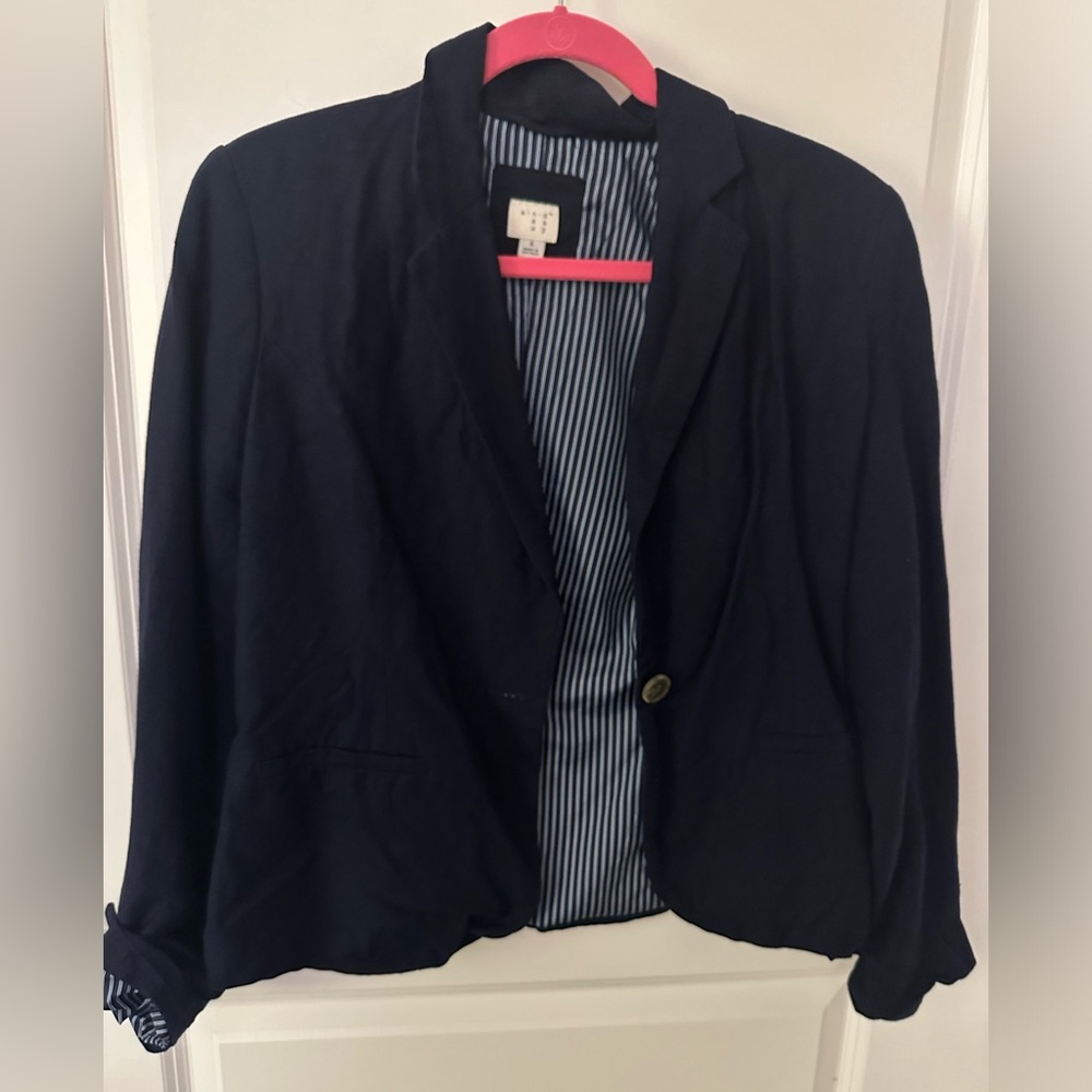 A New Day navy linen blazer